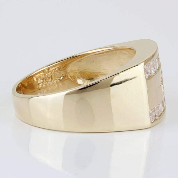 14k Yellow Gold Men's Cubic Zirconia CZ Star Ring - Picture 4 of 8